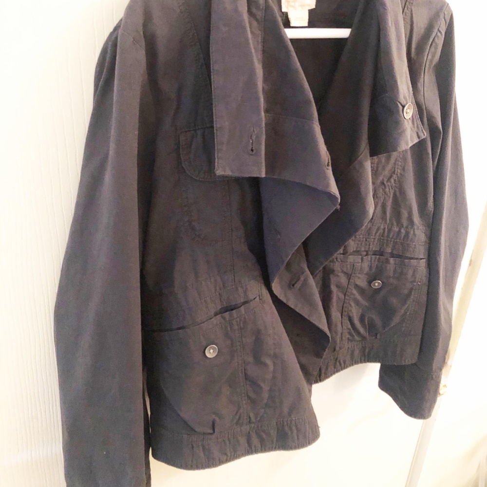 Gray Asymmetrical Floppy Collared Cropped Coat - image 4